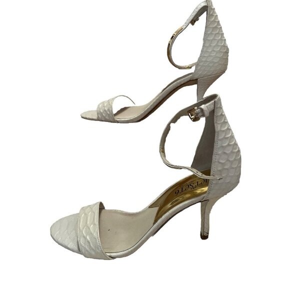 Michael Kors The Jet Set 6 Kristen Mid-Heel Snake-Embossed Sandal US 7 White - Picture 3 of 7